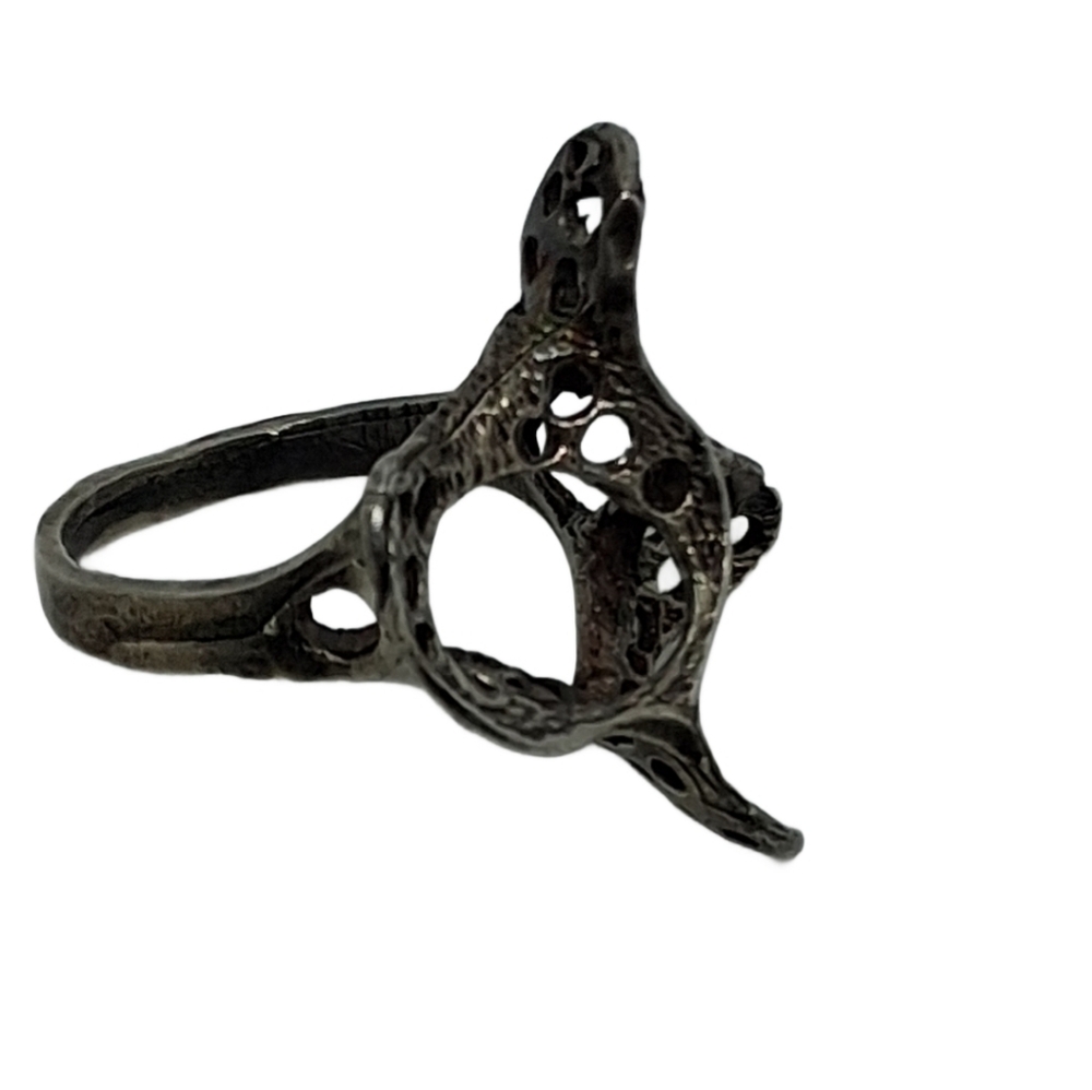 Brutalist Sterling Silver Openwork Statement Ring… - image 4